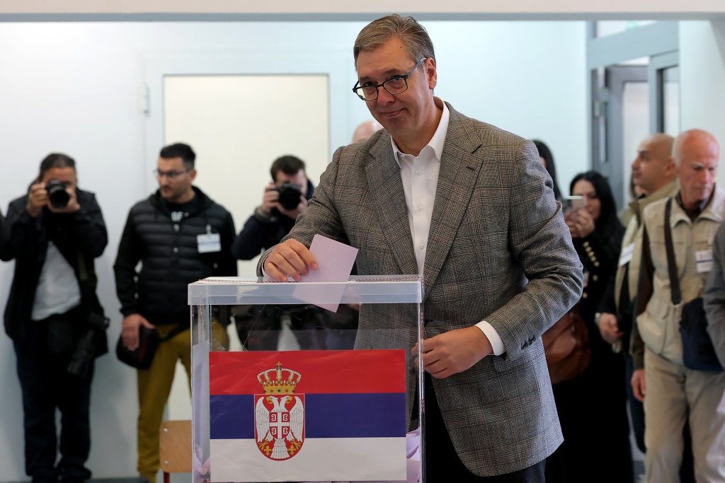 Vucic has accused the student movement of plotting a foreign-funded coup — Pedja Milosavljevic / AFP