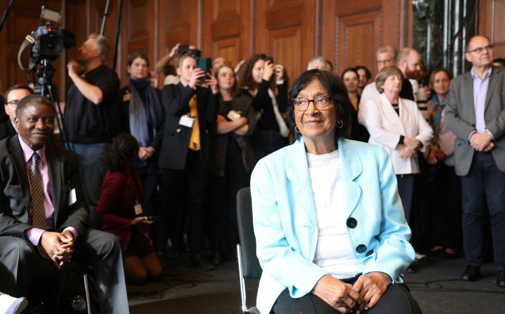 Navi Pillay joked about sharing her Nobel Prize with US President Donald Trump — Frank BOXLER / AFP