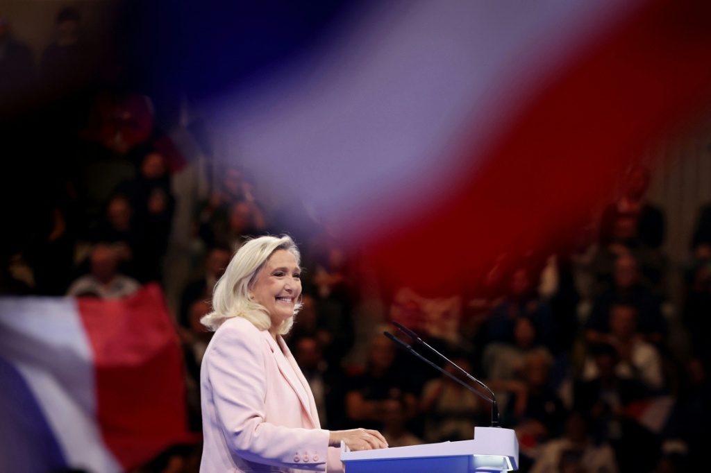 The position of Marine Le Pen, France's far-right leader and the frontrunner in next spring's elections, has been strengthened by the protests and ensuing unrest — ALAIN JOCARD / AFP