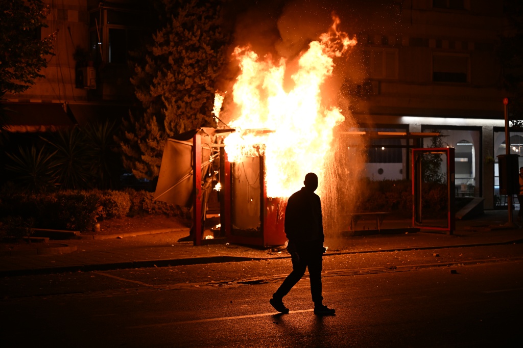 Protesters and police have regularly clashed in Tirana in anti-government demonstrations since mid-October — Armend NIMANI / AFP