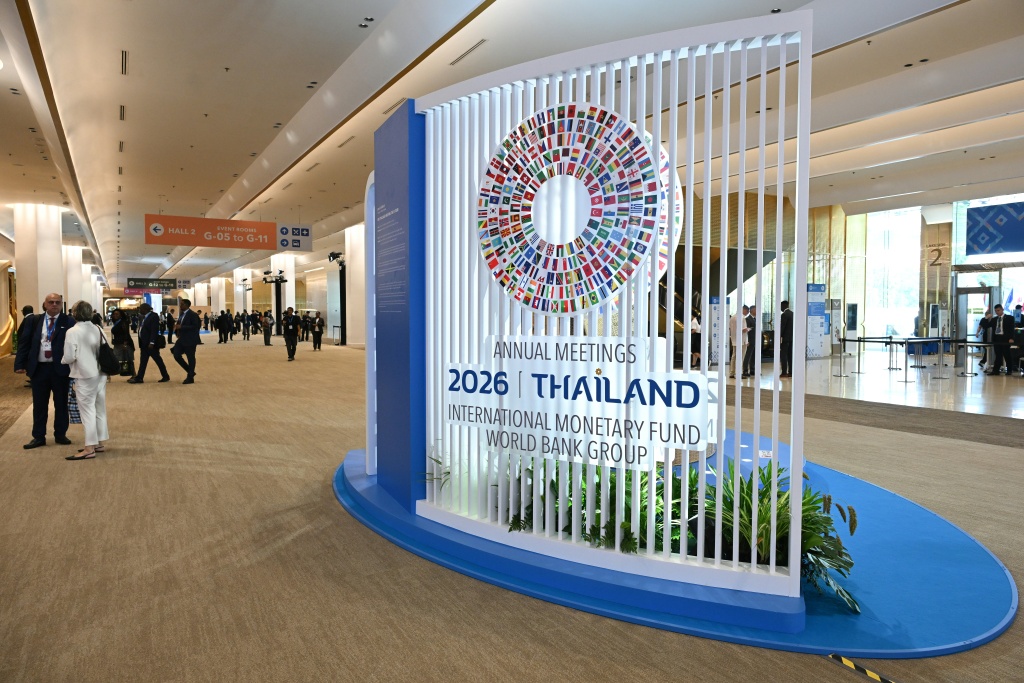 The IMF and World Bank kicked off their Annual Meetings in Bangkok on Monday bringing together top economic policymakers from around the world — Panumas Sanguanwong / AFP