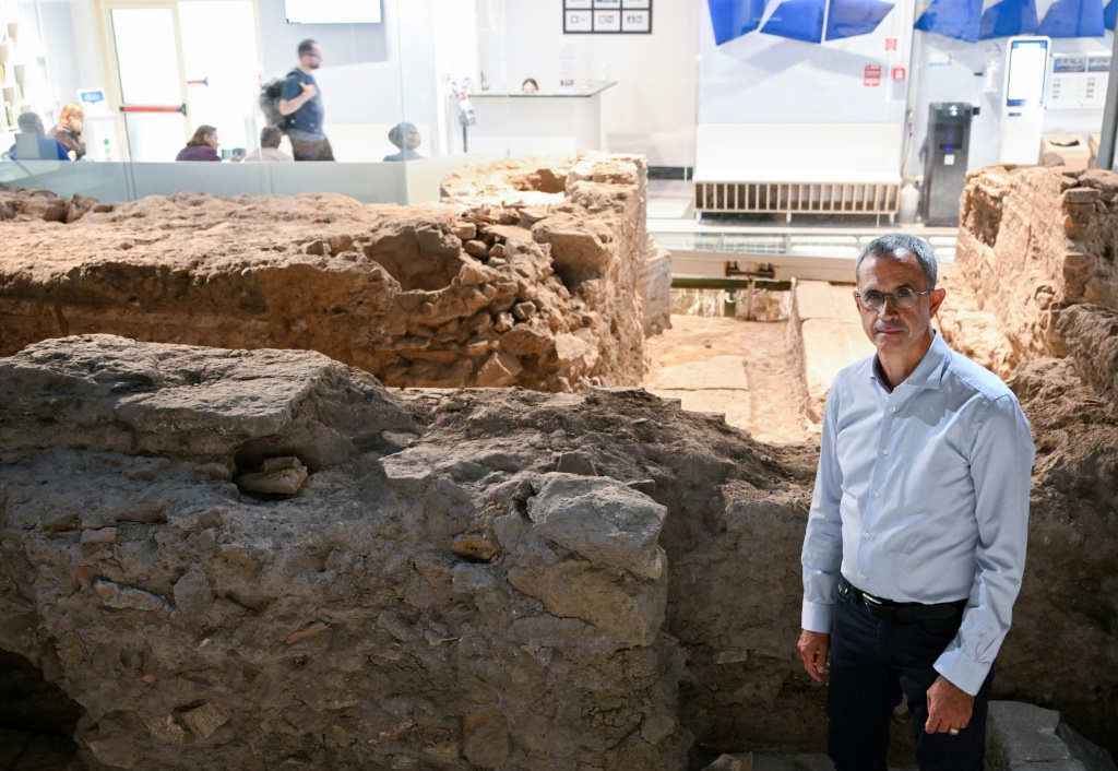 The waiting room in the hospital's radiotherapy unit features a real-life ancient Roman temple — Tiziana FABI / AFP