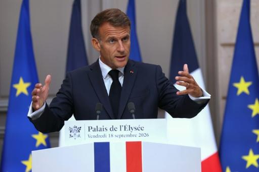 Le président Emmanuel Macron le 18 septembre 2026 à l'Elysée, à Paris — Thomas SAMSON / AFP