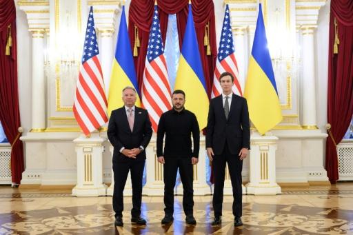Witkoff (left), Zelensky and Kushner were remained positive after the talks — Handout / AFP