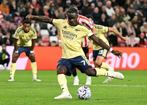 Bukayo Saka a inscrit sur pénalty le deuxième but de la victoire 2-0 d'Arsenal sur la pelouse de Sunderland le 12 septembre 2026 — Oli SCARFF / AFP