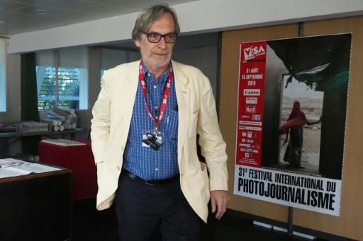Jean-François Leroy, directeur et fondateur du festival de photo "Visa pour l'Image", lors de la 31e édition du festival à Perpignan, le 5 septembre 2019 dans les Pyrénées-Orientales — RAYMOND ROIG / AFP