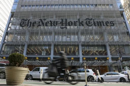 Façade du New York Times, dans la ville éponyme, le 22 janvier 2026 — ANGELA WEISS / AFP