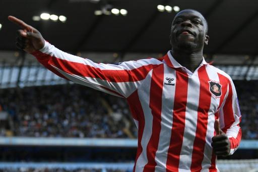 Brian Brobbey's hat-trick could not deny Manchester City a 5-3 win — PETER POWELL / AFP