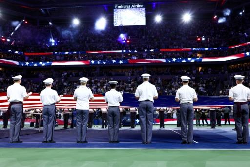 Un hommage aux victimes du 11-septembre le 11 septembre 2026 lors de l'US Open — CHARLY TRIBALLEAU / AFP